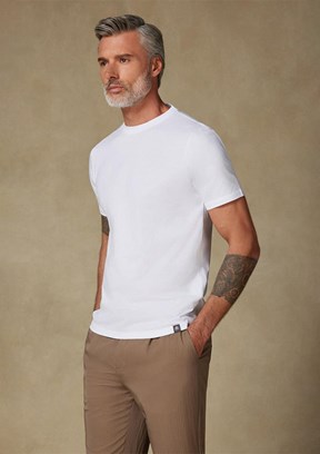 ABBATE Beyaz Easy Penye Pamuklu Comfort Fit Bisiklet Yaka Erkek Düz T-Shirt