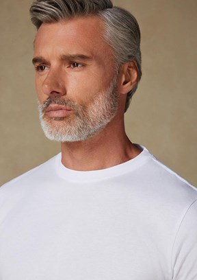 ABBATE Beyaz Easy Penye Pamuklu Comfort Fit Bisiklet Yaka Erkek Düz T-Shirt
