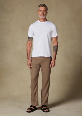 ABBATE Beyaz Easy Penye Pamuklu Comfort Fit Bisiklet Yaka Erkek Düz T-Shirt