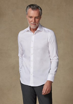 ABBATE Beyaz Donatello Non Iron Armür Pamuklu Slim Fit Klasik Yaka Erkek Düz Gömlek