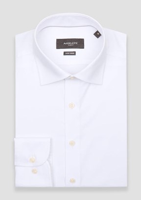 ABBATE Beyaz Donatello Non Iron Armür Pamuklu Slim Fit Klasik Yaka Erkek Düz Gömlek