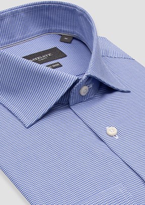 ABBATE Mavi Donatello Non-ıron Armürlü Pamuklu Slim Fit Desenli Klasik Yaka Erkek Gömlek