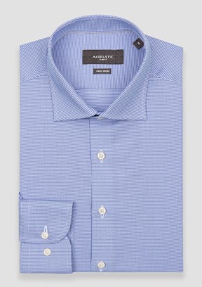 ABBATE Mavi Donatello Non-ıron Armürlü Pamuklu Slim Fit Desenli Klasik Yaka Erkek Gömlek
