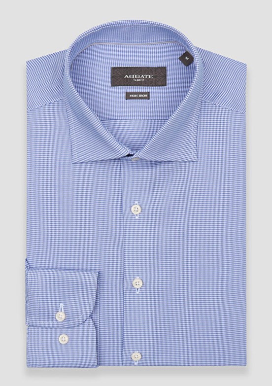 ABBATE Mavi Donatello Non-ıron Armürlü Pamuklu Slim Fit Desenli Klasik Yaka Erkek Gömlek