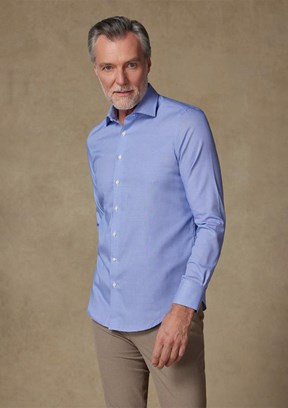 ABBATE Açık Mavi Fabio Non Iron Twill Pamuklu Comfort Fit Açık Mavi Klasik Yaka Erkek Düz Gömlek