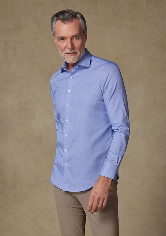 ABBATE Açık Mavi Fabio Non Iron Twill Pamuklu Comfort Fit Açık Mavi Klasik Yaka Erkek Düz Gömlek