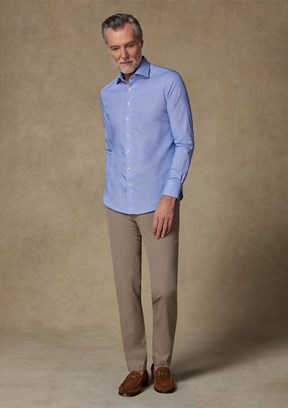 ABBATE Açık Mavi Fabio Non Iron Twill Pamuklu Comfort Fit Açık Mavi Klasik Yaka Erkek Düz Gömlek