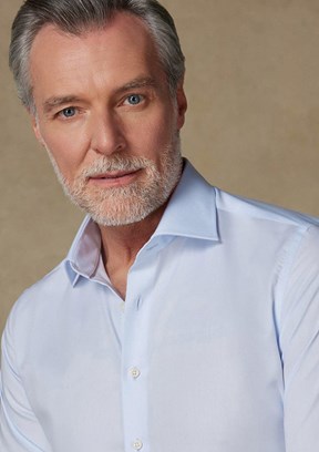 ABBATE Açık Mavi Donatello Non Iron Twill Pamuklu Slim Fit Klasik Yaka Erkek Düz Gömlek