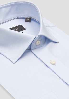 ABBATE Açık Mavi Donatello Non Iron Twill Pamuklu Slim Fit Klasik Yaka Erkek Düz Gömlek