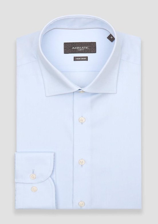 ABBATE Açık Mavi Donatello Non Iron Twill Pamuklu Slim Fit Klasik Yaka Erkek Düz Gömlek