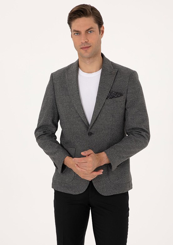 PİERRE CARDİN Erkek Füme Slim Ceket
