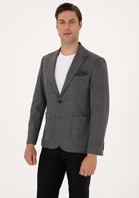 PİERRE CARDİN Erkek Füme Slim Ceket