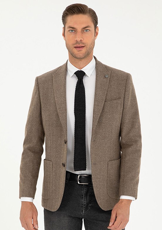 PİERRE CARDİN Erkek Füme Slim Ceket