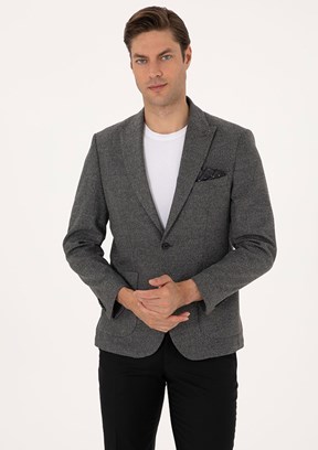 PİERRE CARDİN Erkek Füme Slim Ceket