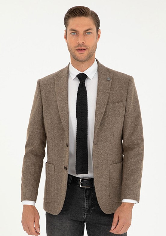 PİERRE CARDİN Füme Erkek Slim Ceket