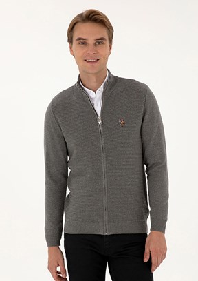 US POLO ASSN Gri Erkek Triko Hırka