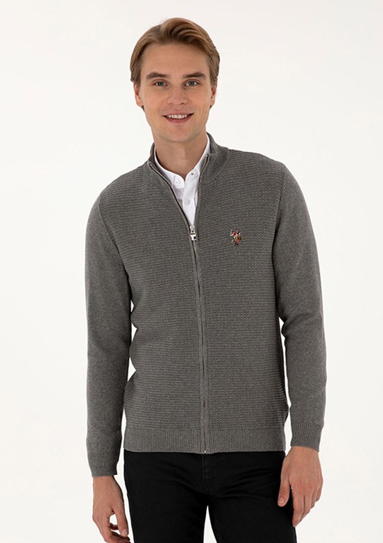 US POLO ASSN Gri Erkek Triko Hırka