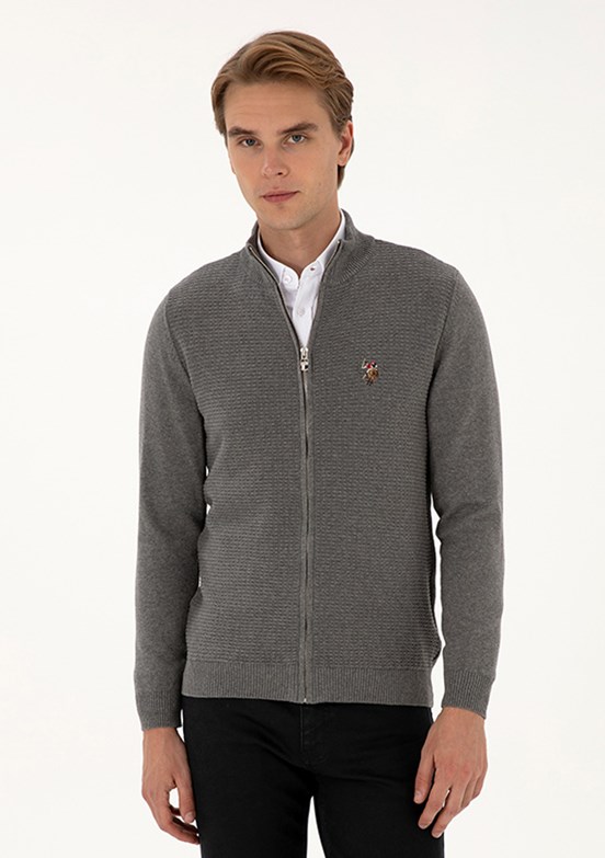US POLO ASSN Gri Erkek Triko Hırka