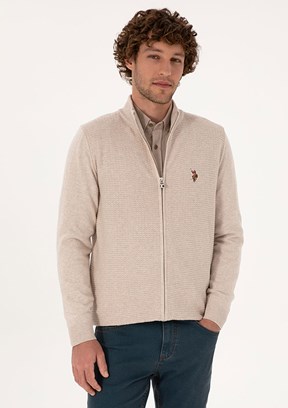 US POLO ASSN Erkek Bej Triko Hırka