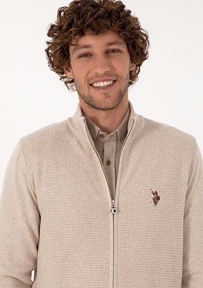 US POLO ASSN Erkek Bej Triko Hırka