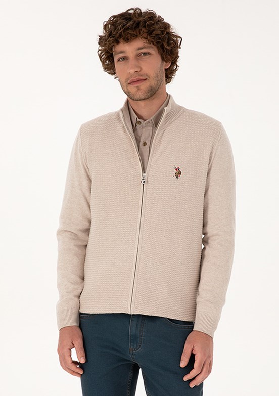 US POLO ASSN Erkek Bej Triko Hırka