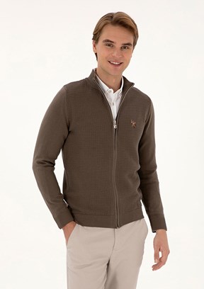 US POLO ASSN Bej Erkek Triko Hırka