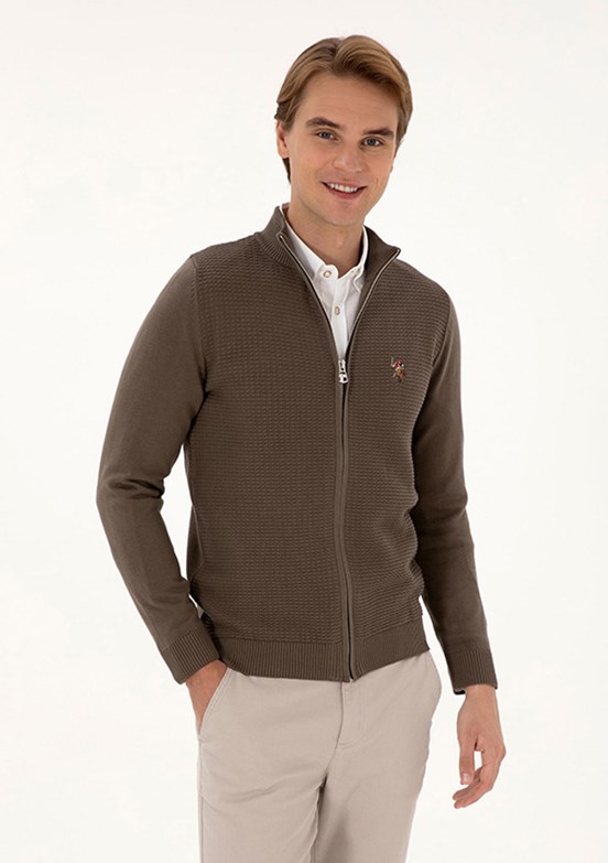 US POLO ASSN Bej Erkek Triko Hırka