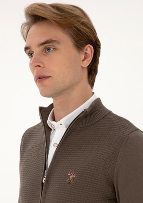 US POLO ASSN Bej Erkek Triko Hırka