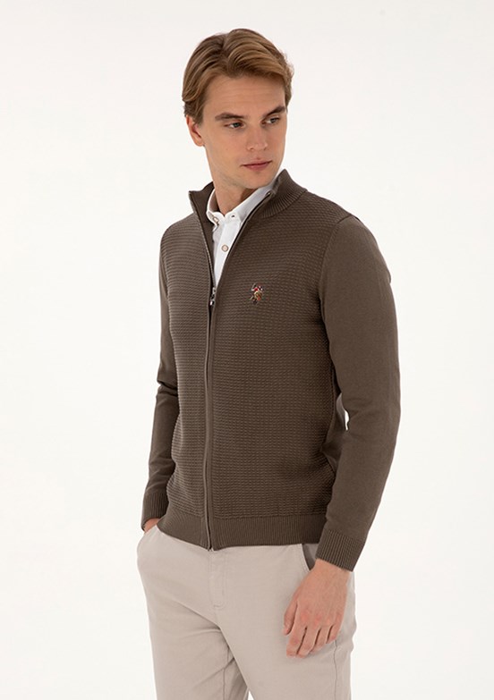 US POLO ASSN Bej Erkek Triko Hırka