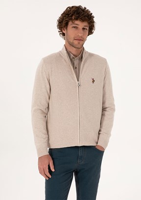 US POLO ASSN Bej Erkek Triko Hırka
