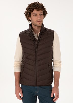 US POLO ASSN Kahverengi Erkek Dokuma Yelek