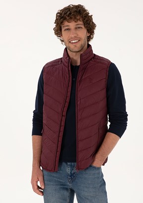 US POLO ASSN Bordo Erkek Dokuma Yelek