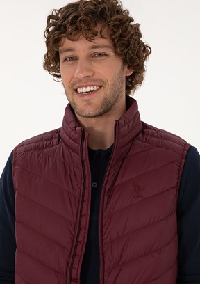 US POLO ASSN Bordo Erkek Dokuma Yelek