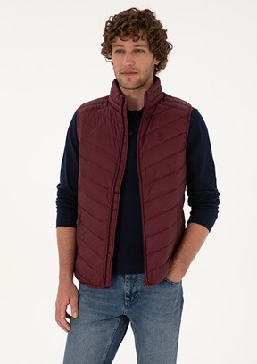 US POLO ASSN Bordo Erkek Dokuma Yelek