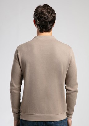 LEE COOPER Bej Erkek Polo Yaka Sweatshirt