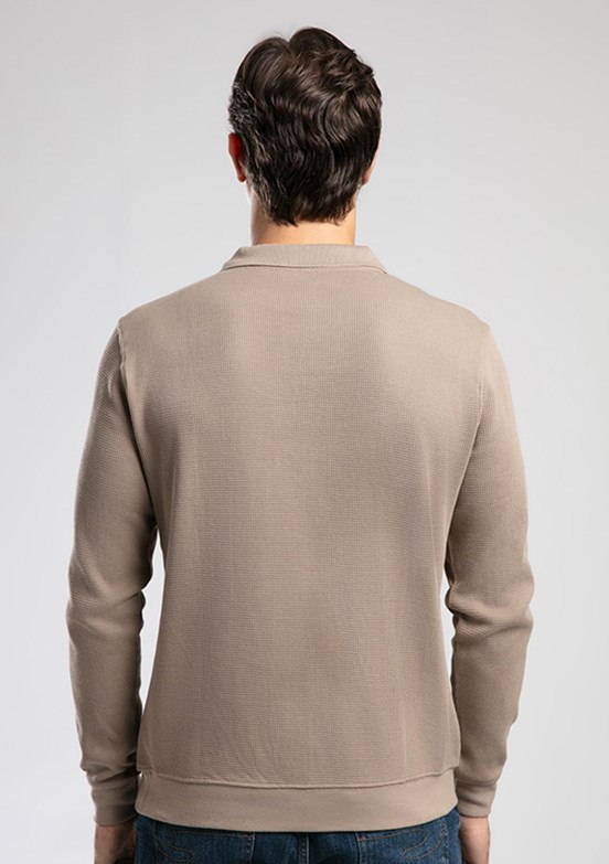LEE COOPER Bej Erkek Polo Yaka Sweatshirt