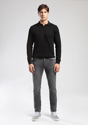 LEE COOPER Siyah Erkek Polo Yaka Sweatshirt