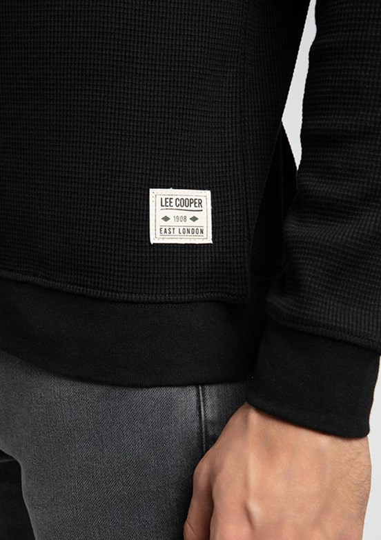LEE COOPER Siyah Erkek Polo Yaka Sweatshirt