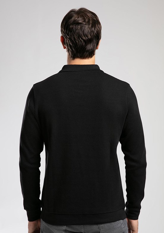 LEE COOPER Siyah Erkek Polo Yaka Sweatshirt