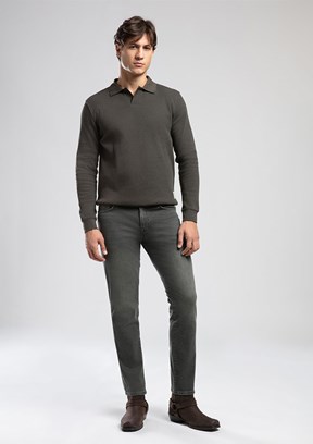 LEE COOPER Yeşil Erkek Polo Yaka Sweatshirt