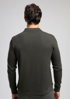 LEE COOPER Yeşil Erkek Polo Yaka Sweatshirt