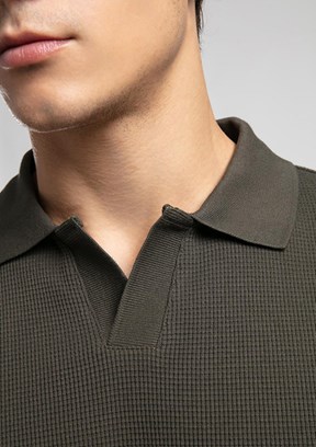 LEE COOPER Yeşil Erkek Polo Yaka Sweatshirt