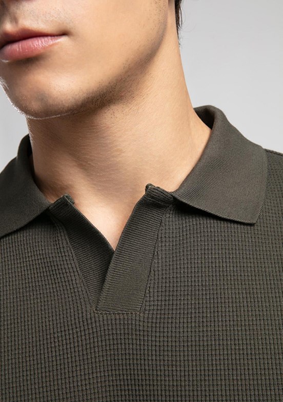 LEE COOPER Yeşil Erkek Polo Yaka Sweatshirt