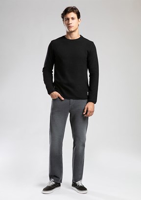 LEE COOPER Siyah Erkek O Yaka Sweatshirt