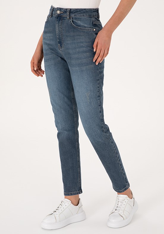 PİERRE CARDİN Lacivert Kadın Mom Jean Pantolon