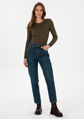 PİERRE CARDİN Lacivert Kadın Mom Jean Pantolon