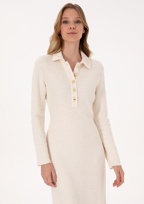 PİERRE CARDİN Beyaz Kadın Slim Elbise