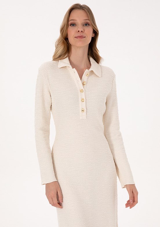 PİERRE CARDİN Beyaz Kadın Slim Elbise