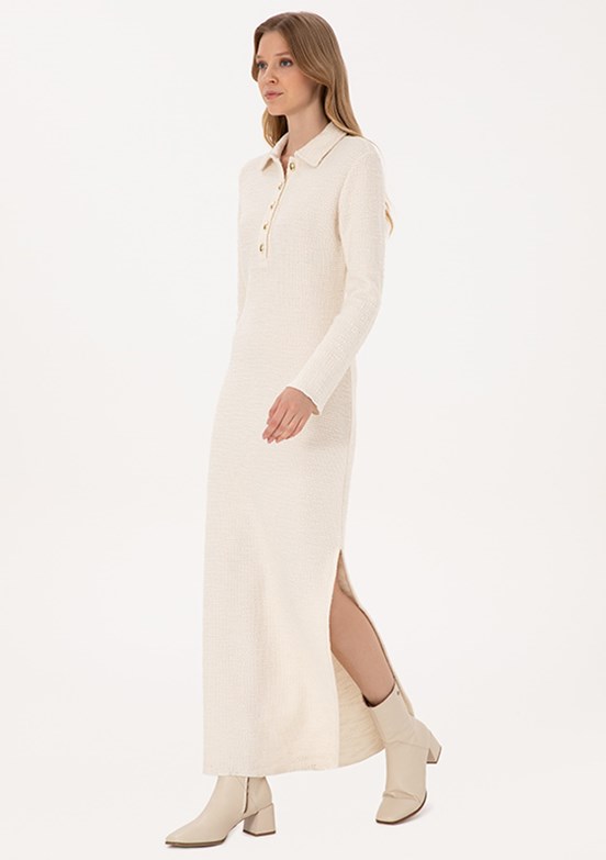 PİERRE CARDİN Beyaz Kadın Slim Elbise