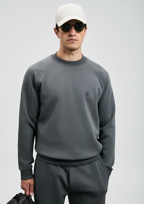 LUFIAN Gri Erkek Baskılı Sweatshirt